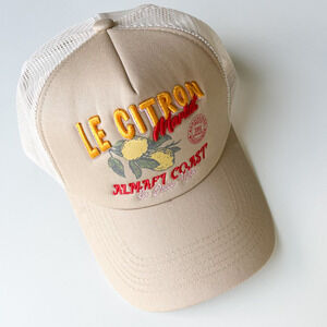 NWT Anthropologie Worn/West Le Citron Trucker Hat Tan Womens One Size